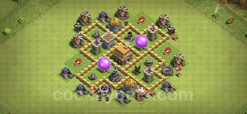 TH5 War Base with Link β Anti Everything Layout CoC 2026
