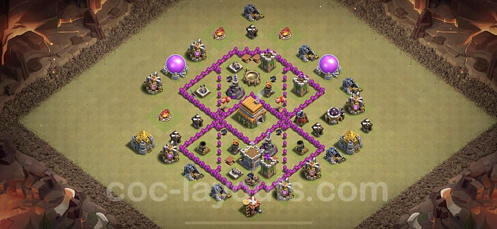Anti 3-Star TH6 Base Layout | Best War Design CoC 2026