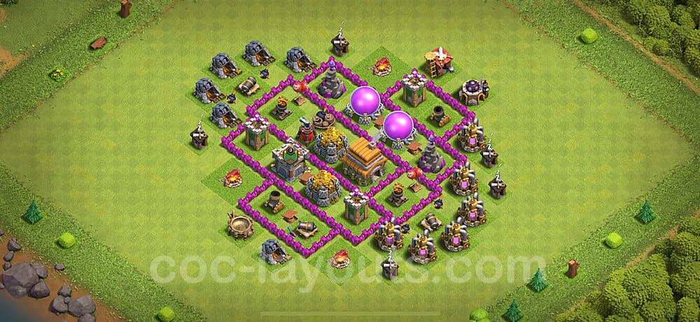 TH6 Farming Setup β Anti 2-Star Defensive Layout 2025