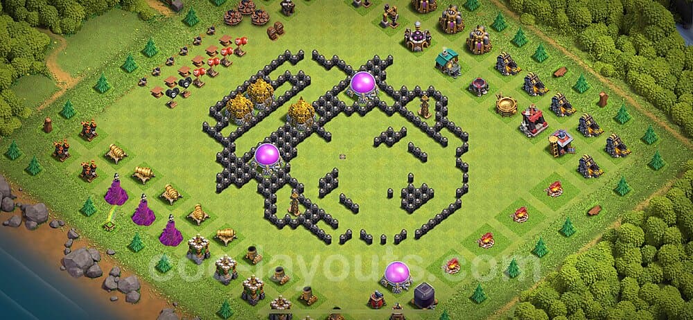 TH8 War Village Layout – Solid Defense Ranked Design 2025