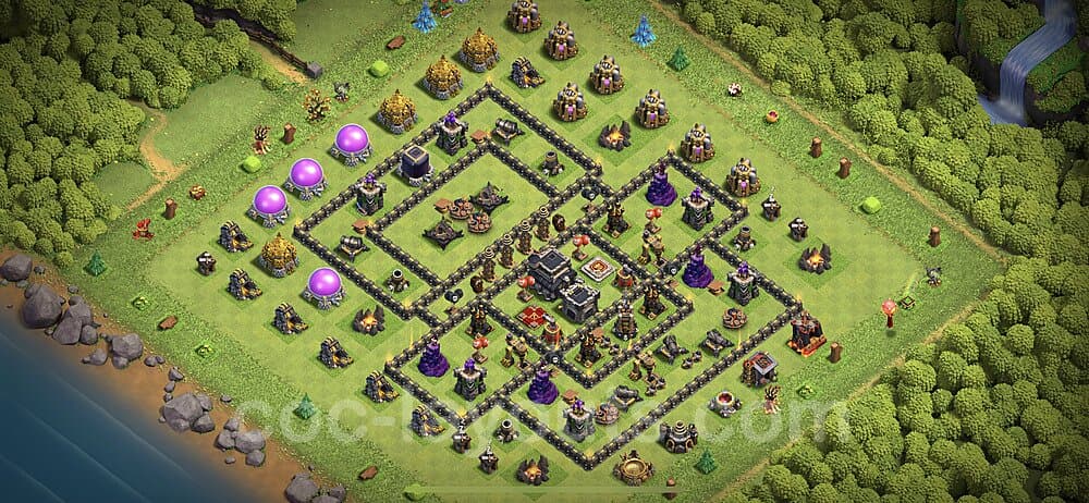 TH9 War Base with Link β Anti Everything Layout Updated 2026